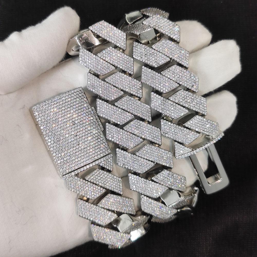 Pass Diamond Test GRA Moissanite 25mm Wide 6Rows 925 Solid Silver Cuban link chain for Rapper Hip Hop VVS Iced Out Necklace Pass Diamond Test GRA Moissanite 25mm Wide 6Rows 925 Solid Silver Cuban link chain for Rapper Hip Hop VVS Iced Out Necklace