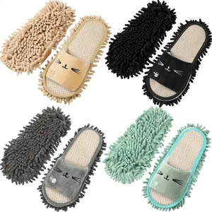 4 Pairs Washable Mop Slippers Microfiber Funny Shoes Women Floor Cleaning Home (Novelty, Black, Green, Grey, Nude) refill marble quick supply Extra-Strength RV Black Tank Treatment Flexible Retractable Sunflower Plant-Based Fruit and Vegetable Wash towels