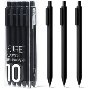 10 Pieces Gel Pens Black 0.5mm Fine Point Retractable Aesthetic Pens Office Supplies