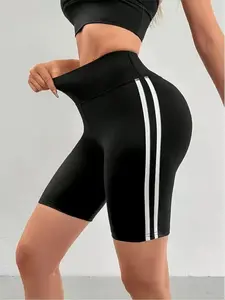 Women's Twill Active European & American Summer High-Waisted Tummy-Control Lightweight Capri Shorts - Sporty Chic Base Layer for Biking, Running