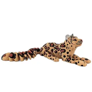 3D Printed Realistic Leopard & Snow Leopard Figurine Articulated Toy Zoo Souvenir Decor Gift