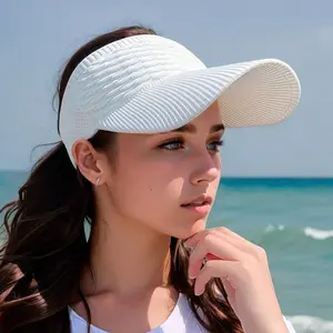 1 Piece Of Water Ripple Foldable Casual Elastic Cap, Suitable For Outdoor Sports And Cycling, Comfortable And Breathable Women's Hat - Sunshade, Women's Lightweight Knitted Sunshade Hat - Breathable Elastic Polyester, Foldable Design, Suitable For Running