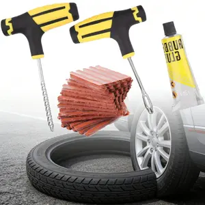 68 PCS Tire Repair Tool Kit, DIY Tire Patching Set with Tire Repair Strips and Tools, Universal Tire Repair Kit for Car, Motorcycle Bicycle Tire Emergencies