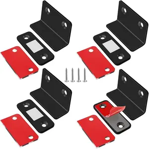 L-Shaped 4 Pack Ultra Thin Black Cabinet Magnetic Catch Adhesive Drawer Magnets Cabinet Latch Magnetic Closures for Kitchen Closet Door Closing