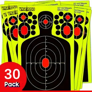VIGEROSO 20/30pcs Large-Scale Human Silhouette Targets - High-Visibility Reactive Splatter Glow Florescent Paper Design for Accurate Range Training and Shooting Accessories - Universal Fit for All Users
