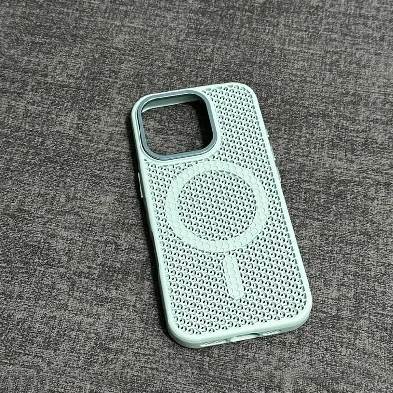 Creative Honeycomb Cooling Mobile Phone Case for Apple 17 Pro Max, 15 Pro, 14 (Magnetic Attraction), 13/12 (Anti-Drop) Shockproof with Lens Protector 11-17
