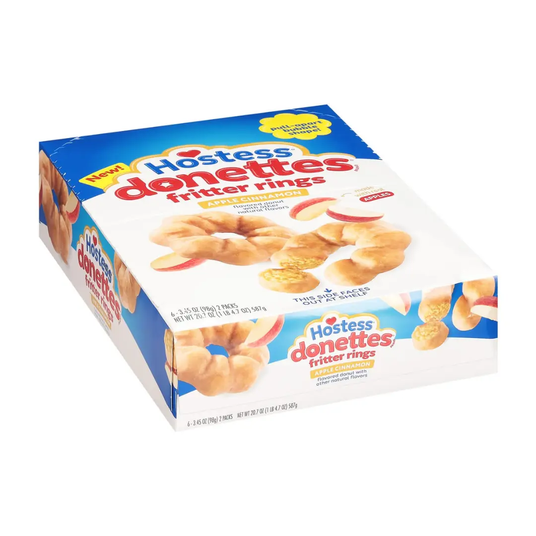 Hostess Donettes Apple Cinnamon Fritter Rings – 6 Packs (2 Donuts Each)