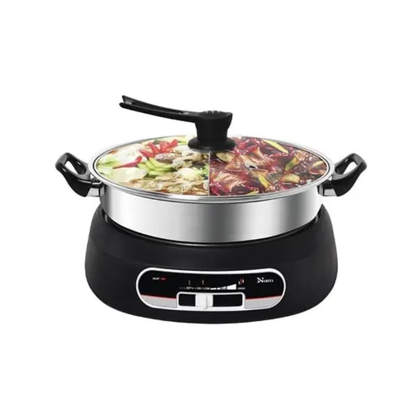 NARITA Stainless Steel Split Hot Pot - 4.73L Dual Flavor Electric Hot Pot for Home Use, NEC-3050, Perfect for Foodies