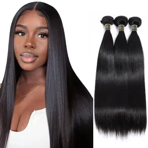 QTHAIR 16A Silky Straight Bundles Brazilian Human Hair Natural Color 4x4 HD Closure 100% Unprocessed Virgin Hair Extension Traditional Saw in Quickweave for Black Women 14-30 Inches