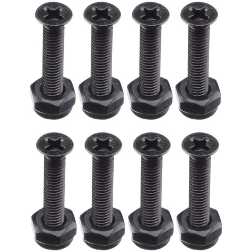 Black Cruiser Longboard Skateboard Hardware Screws, Skateboard Parts for 1 in, 1.25 in, 1.5 in, 1.75 in, 2 in, 1 Inch