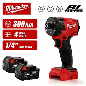 Milwaukee 18V Brushless Electric Screwdriver With 300Nm Max Torque, Adjustable Speed Control and Forward Reverse Rotation for Automotive Repair, Equipment Assembly and Maintenance Applications
