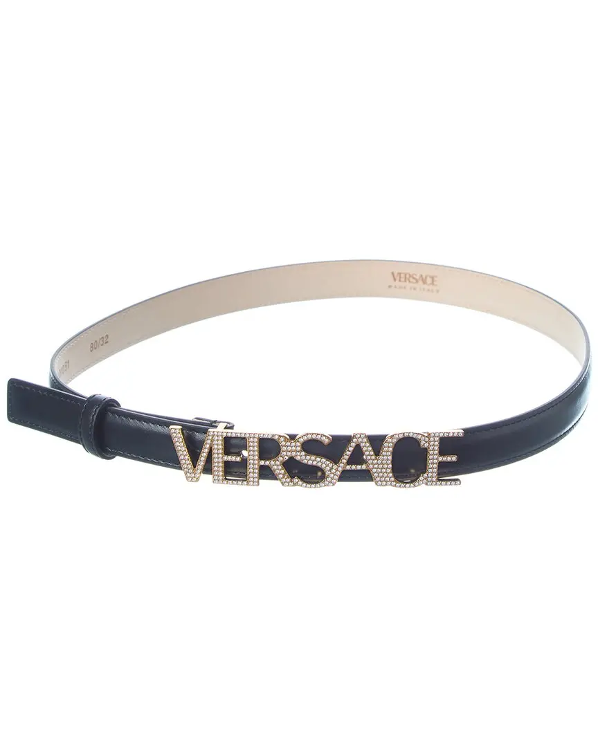 Versace Logo Buckle Leather Belt