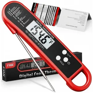 Digital Meat Thermometer for Cooking and Grilling - Instant Read Food Thermometer with IP67 Waterproof, Strong Magnet and Calibration - Professional Kitchen BBQ Probe for Turkey, Steak