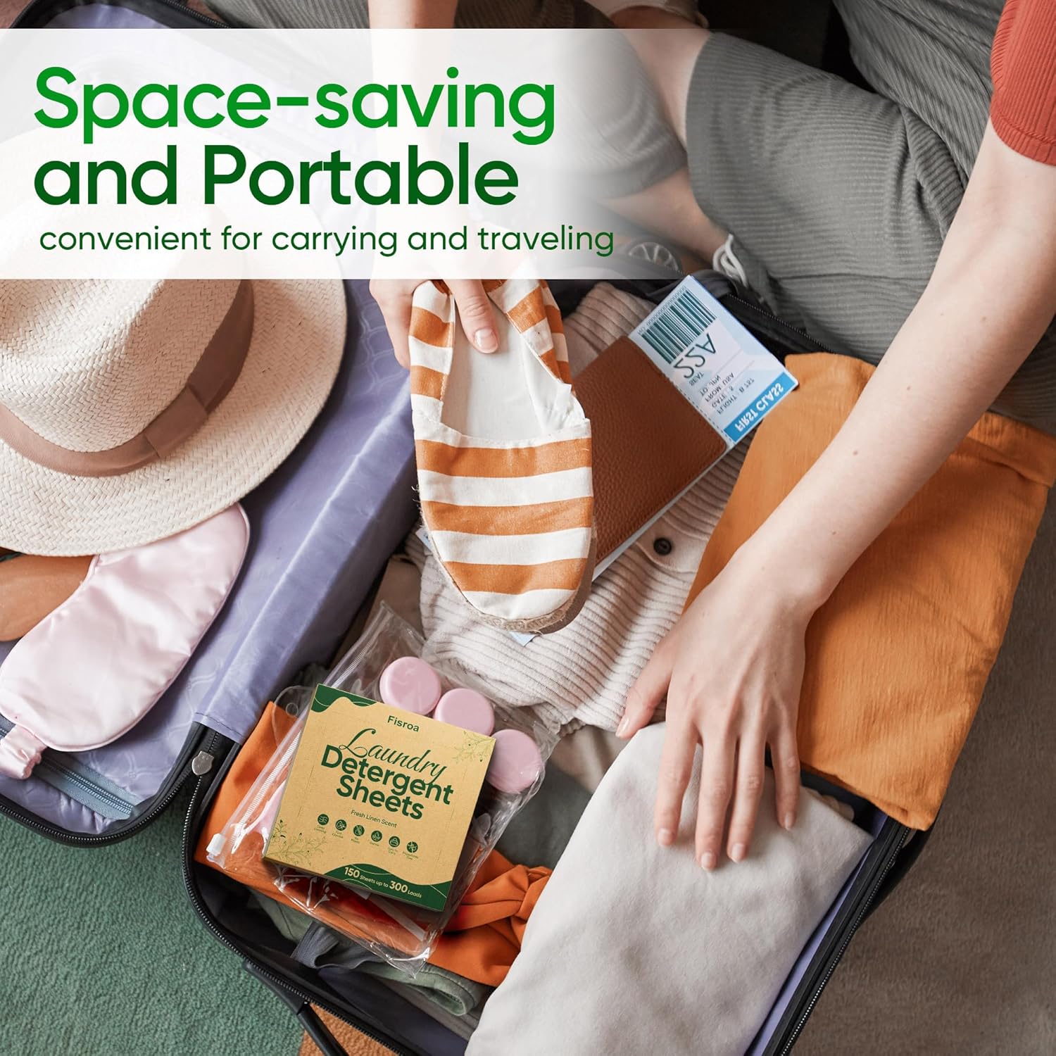 Travel Laundry Detergent Sheets 300 Loads Eco-friendly Washing Detergent Sheets Plastic-Free Washer Strips, Fresh Linen Scent Liquidless Laundry Strips for Camping Dorm