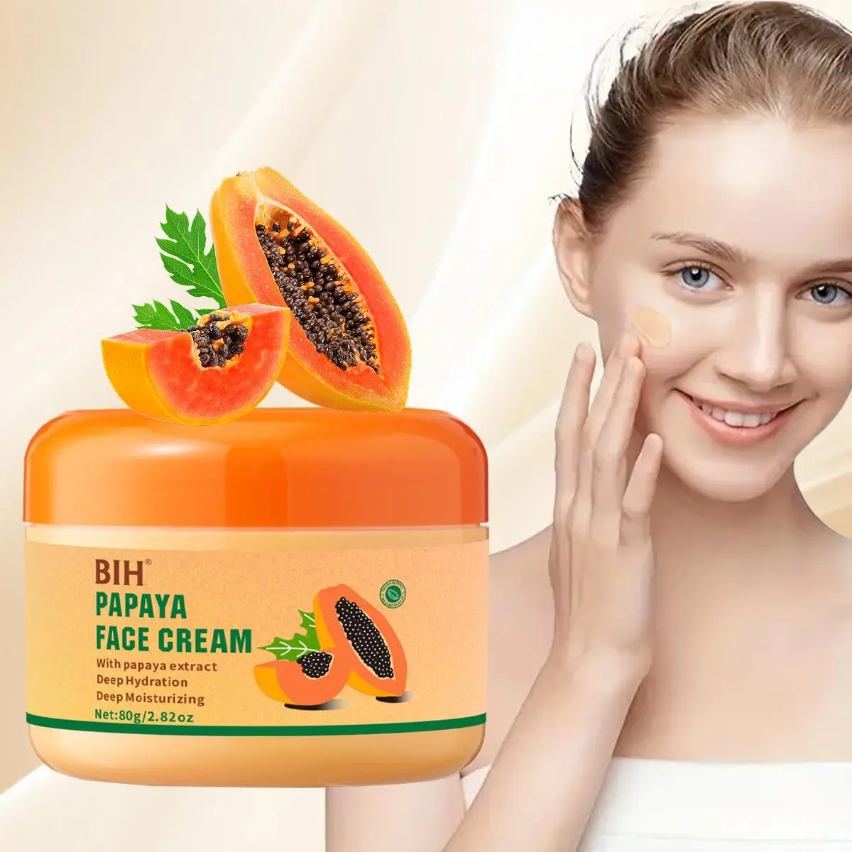 Papaya Face Cream, Deeply Moisturizing Skin Care, Deep Moisturizing Nourishing, Moisture, Daily Moisturizing, Post-sun Hydration, Portable Face Cream for Travel, Facial Skin Care Product for Women & Men, Hydrating Moisturizer