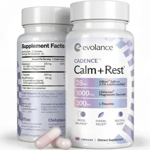 Evolance Calm + Rest - Magnesium, Saffron & L-Theanine Supplement for Sleep & Calm Support, 60 Veg Capsules
