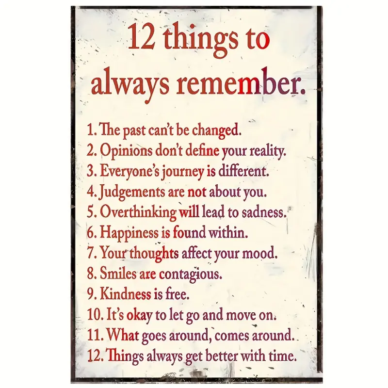 "1pc Inspirational Quote Wall Art - 12x8 inch Canvas Print, less Motivational Poster for Home, Office, Gym & Library  , ""12 Things to Always Remember"" Artwork - For Home   Enthusiasts & Motivational Seekers - Perfect Gift for Graduation,