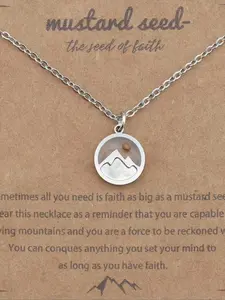 Mustard Seed Mountains Pendant Necklace, Faith Jewelry for Women, Inspirational Christian Gift, Religious Symbolic Accessory