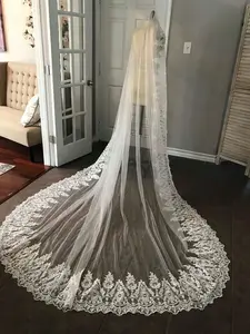 Style CV30 Wide Floral Lace Cathedral, Lace Drop, Trailing Veil, Lace Drop Veil