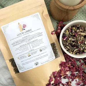 Good Grief: Loose-Leaf Herbal Tea Blend for Emotional Comfort & Grounding (Caffeine-Free) Traditional Beverage for Heartbreak, Loss, Anxiety, Imbalance, & Emotional Upset with Linden, Angelica Root, Chamomile, Rose, Tulsi, Spearmint & Lemon Balm