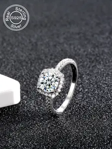 925 Sterling Silver Women's Elegant Rhinestone Decorated Ring, Exquisite Trendy Ring, Fashionable Jewelry for Women for Daily & Party Decoration, Engagement Wedding Ring