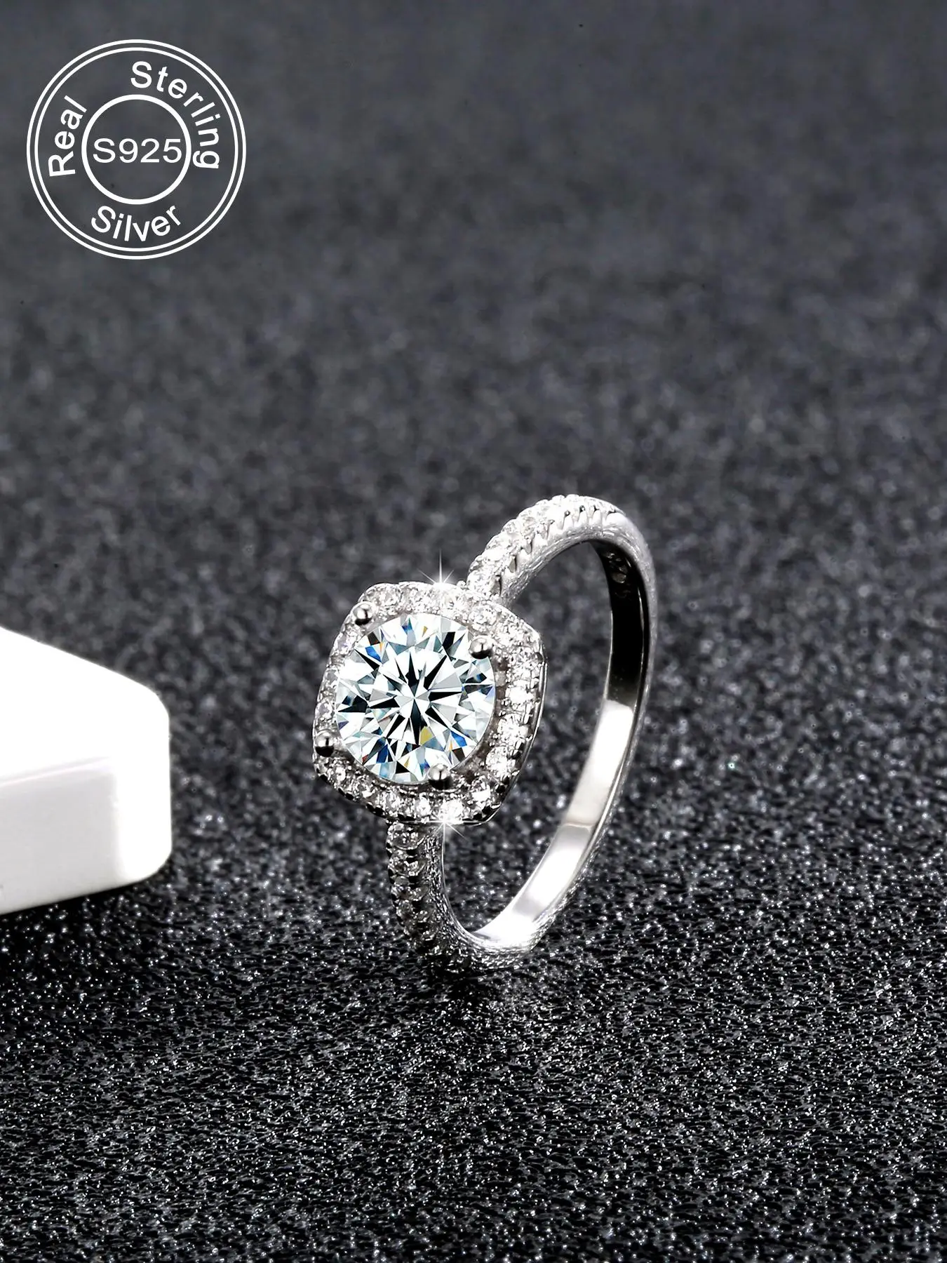 925 Sterling Silver Women's Elegant Rhinestone Decorated Ring, Exquisite Trendy Ring, Fashionable Jewelry for Women for Daily & Party Decoration