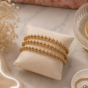 3 Stainless Steel Elastic Beaded Bracelets, Waterproof Jewelry