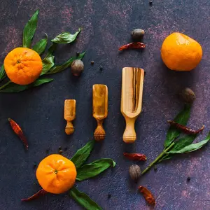 Wooden Scoops for Canisters - Olive Wood Scoop for Coffee, Flour, Herbs, Sugar - Small Scoop for Bath Salts by Vesper & Vine