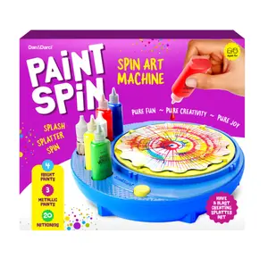 Dan&Darci Paint Spin Art Machine Kit 20 Artboards 7 Paints Splatter Guard for Kids Pure Fun Creativity Joy