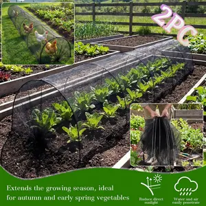 2-Pack Greenhouse Tunnel Shade Net Cover, Adjustable Garden Netting, 10-Foot Portable Garden Sunscreen Heat Protection, Quick Release Chicken Tunnel Row Cover for Plants and Vegetables