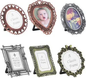6 Pcs Mini Vintage Picture Frame One-Inch Size Wallet Picture Frames Tiny Metal Picture  No brand