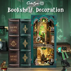 CUTEBEE Darkness Common Room DIY 3D Book Nook Kit  Magic Series Miniature Bookcase with LED Lights Handmade Creative Toy for Teens Adults Holiday Christmas Black Friday Gift Dust Proof Home Decor Magical Ambiance