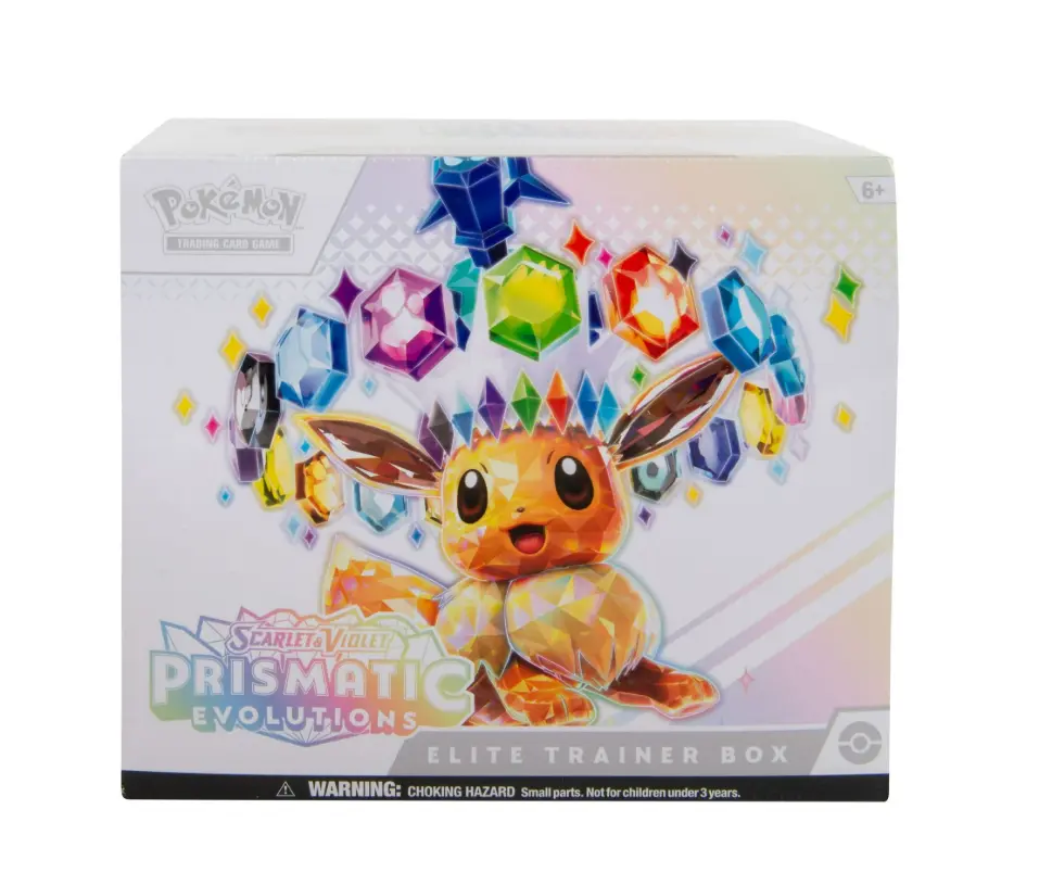 SV: Prismatic Evolutions Elite Trainer Box - Sealed TCG Trade Card Box with TCG Packs, Fluffy, Fiery, Freezing, Fanciful Non-Sports Collectible Cards Accessory, Trading Card Box, Accessories