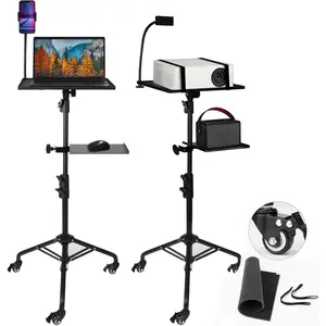 Projector Stand Tripod - 28.7 -54.3 Inch Adjustable Laptop Tripod Stand with Wheels - Dual Tray Portable Laptop Stand with Phone Holder for Office, , Stage, DJ Equipment & Outdoor Movies