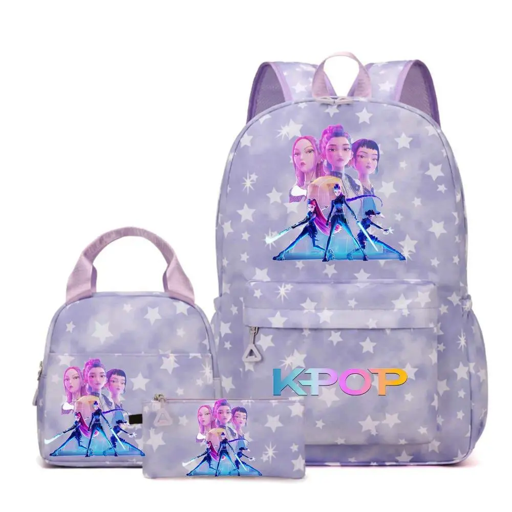 KPop Demon Hunters Backpack Girl Kids Pen Lunch Bags Bookbag Women Teenagers Schoolbags Travel Laptop Backpack Sets