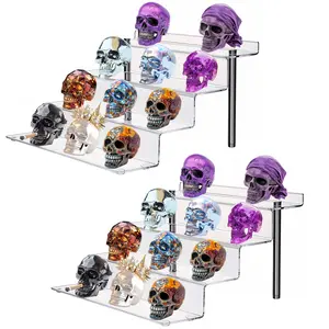 2-Pack 4-Tier Acrylic Display Stand for Figures/Cupcakes | Multi-Purpose Tabletop Organizer | Food-Grade Dustproof Rack Shelf