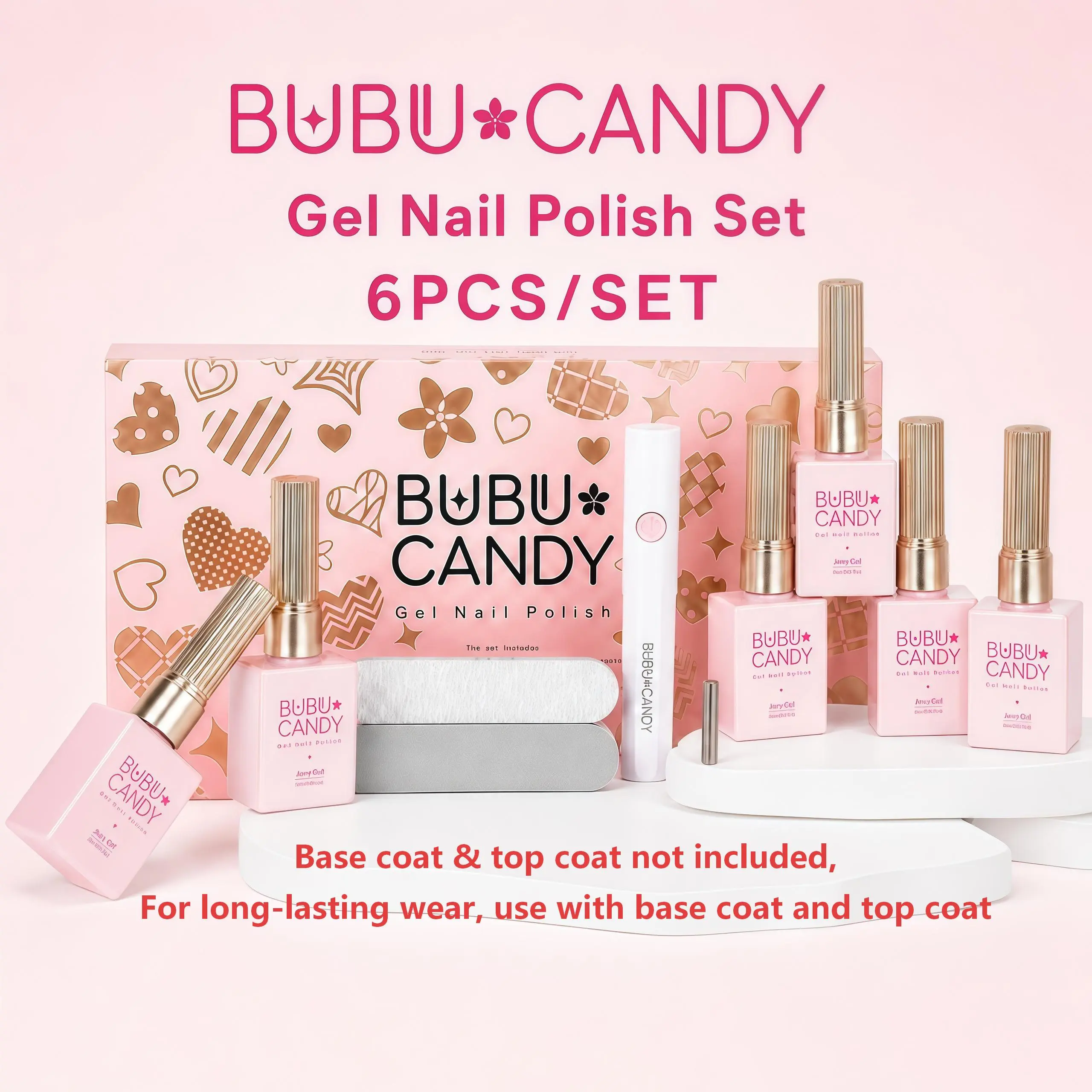 BUBU CANDY Minimalist Nude Gel Nail Polish Set, 6PCS 15ML HEMA-Free & TPO-Free UV Gel with LED Lamp, Solid Color Soak Off Gel for Home DIY Manicure tiktokshopbacktoschool