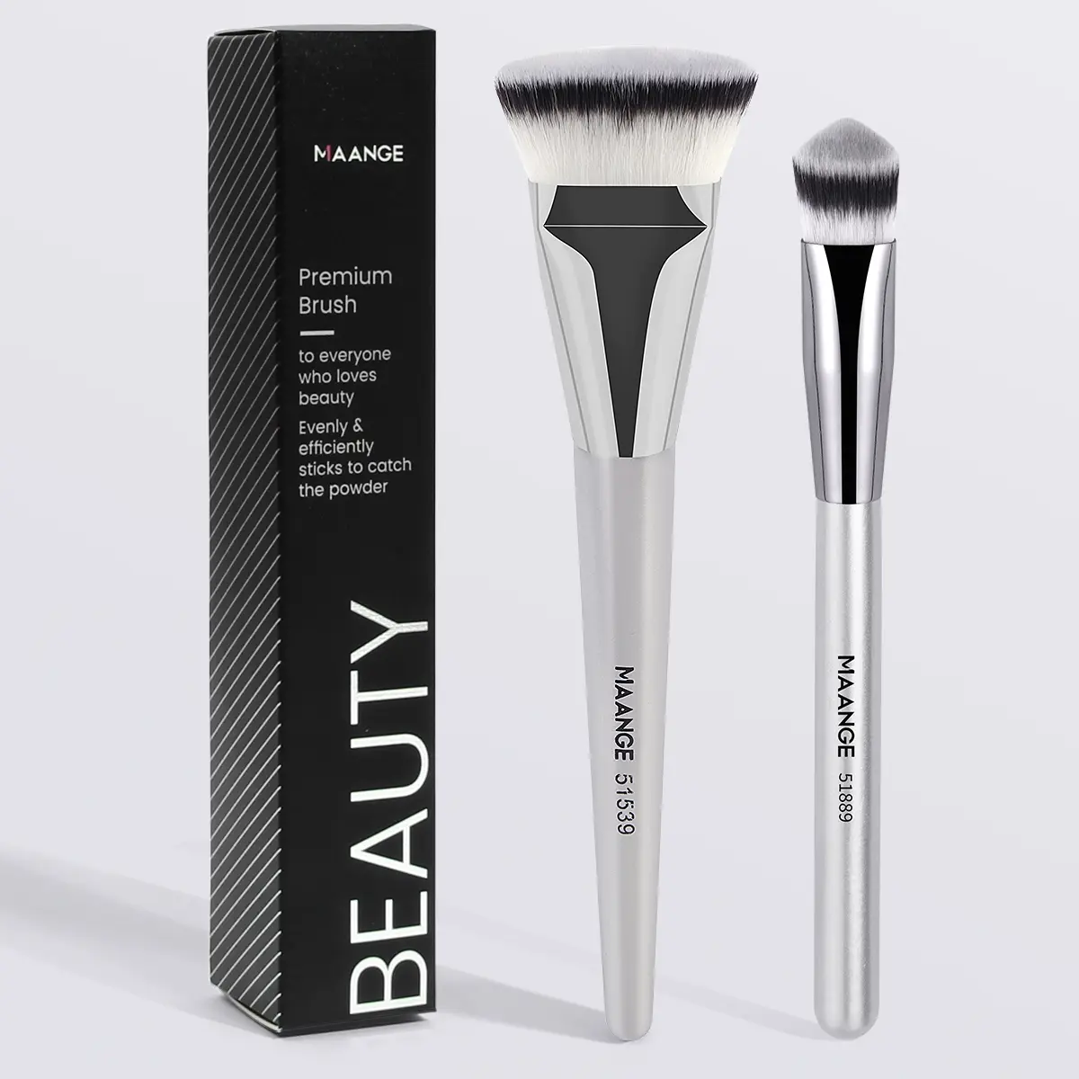 MAANGE 2pcs Makeup Brushes, Flat Head Foundation Brush Triangle Concealer Brush, Perfect for Liquid, Powder and Cream Apply Foundation, Blush, Cream, Contour, and Highlight, High Quality Synthetic Hair Soft, Silky and Dense, Makeup Brushes Set