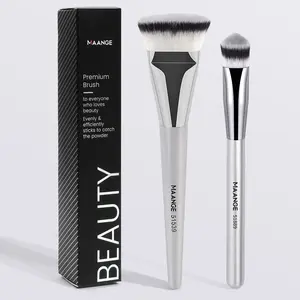 MAANGE 2pcs Makeup Brushes, Flat Head Foundation Brush Triangle Concealer Brush, Perfect for Liquid, Powder and Cream Apply Foundation, Blush, Cream, Contour, and Highlight, High Quality Synthetic Hair Soft, Silky and Dense, Makeup Brushes Set