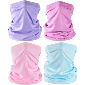 UV Face Cover Neck Gaiter Mask Dust Protection Magic Scarf Wind Bandana Balaclava for Summer Running Fishing 4 PCS