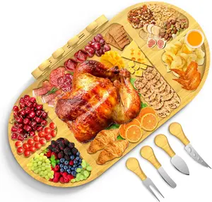 Charcuterie Boards Gift Set,Extra Big Bamboo Cheese Board with Knife for Entertaining,Wedding Gifts,House Warming Gifts New Home,Christmas Gifts,Thanksgiving Table Decorations,Birthday Gifts for Women