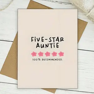 1pc Five-Star Auntie Mother'S Day Card - Humorous Birthday Invitation & Gift, Best Aunt Card For Spring Celebrations, Happy Mother'S Day Card For Auntie, Custom Message Card