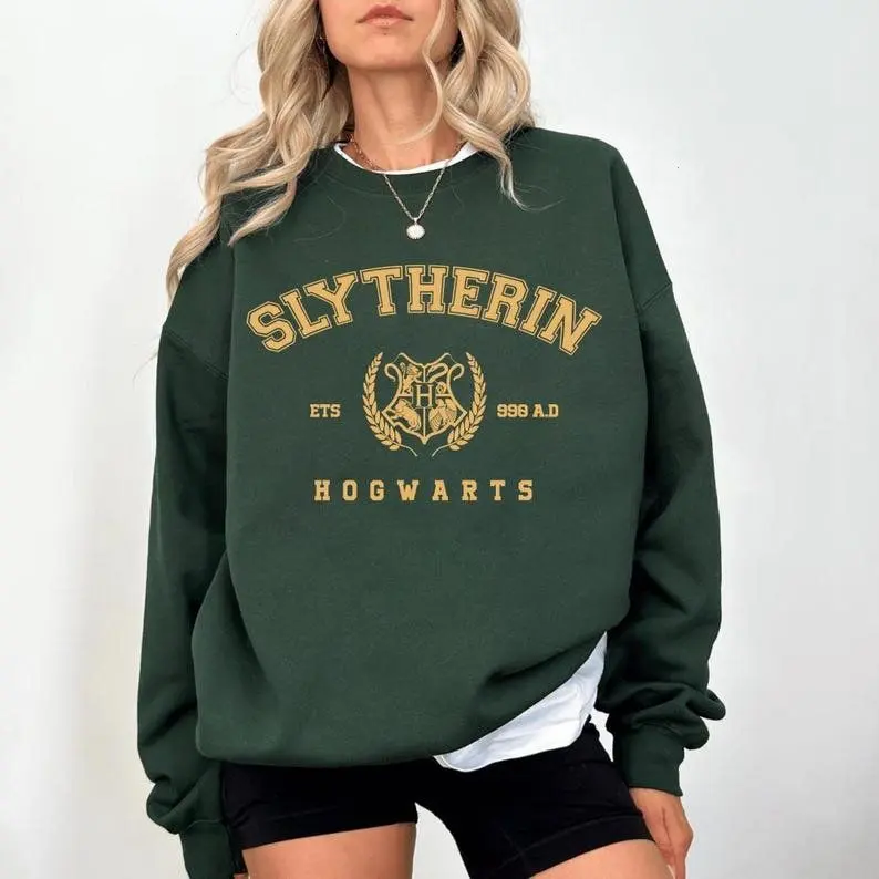 [Sale off up to 50%] Magic School House Sweatshirt, Wizard Academy Crewneck, Slytherin Inspired Sweater, Fantasy Fandom Pullover