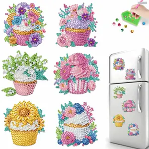 2D FLAT6pcs 2D/flat DIY Animals Design Diamond Art Fridge Magnet Kit DIY Art Fridge Magnet Refrigerator Sticker Refrigerator Diamond Art Magnets CrystaDiamonds Painting Kits Includes All the Materials, Offering a Relaxing and Enjoyable Crafting Experience