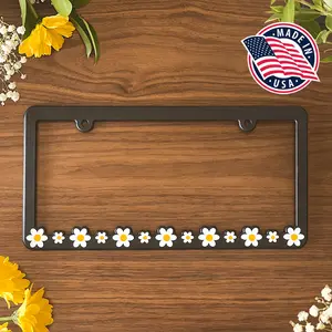 Daisy License Plate Frame | Cute License Plate Holder for Women | Cute Floral Car Accessory | Made in the USA | Single Frame | License Tag Holder