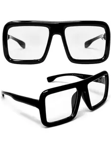 Black Square Glasses  Thick  Glasses for Women Men,Chunky Square Frame Eyewear Old Man Nerd Costume Accessory Clear Lens Spectacles,Old Lady Nerd Costume Halloween Costume Glasses