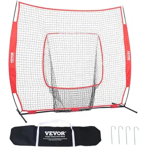 VEVOR 7x7ft Baseball Softball Practice Net, Portable Baseball Training Net for Hitting Batting Catching Pitching, Backstop Baseball Equipment Training Net