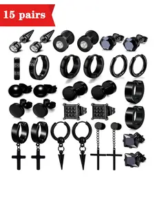 Men's Punk Mixed Style Viking Earrings, Stainless Steel Cross Dangle Earrings, Fashion Jewelry for Party, Daily Decor, Casual Trendy Jewelry, Trendy All-match & Exquisite Jewelry for Birthday Gift