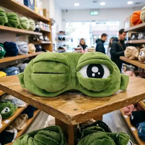 Cute Green Frog Funny Eye Mask Soft Comfortable Sleep Mask For Adults And Kids Breathable Lightweight Blindfold With Closed Eyes Design For Travel Nap Night Sleep