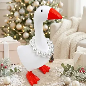 Premium Desk Goose Statue-Resin Desktop Goose With Magnetic Beak Used Storage,interesting Office Table Goose Decoration, Suitable Bathroom, Kitchen,Dormitory, Garden Decoration,cute goose figurine with strong magnet and key holder/hanger desktop organizer